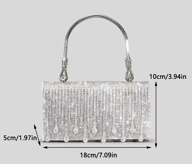 New Versatile Evening Clutch: Crystal Fringe Party Purse