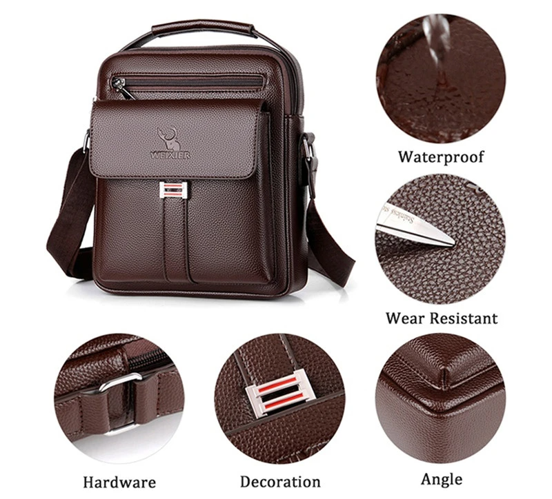 High-Quality Men's Genuine Leather Crossbody Shoulder Bags: Fashionable Business Messenger Bag for Men