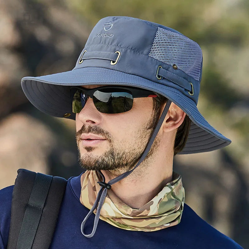 Men's Fisherman Bucket Hat with Mesh Holes: Breathable Outdoor Hat for Fishing, Mountaineering, and Casual Summer Style