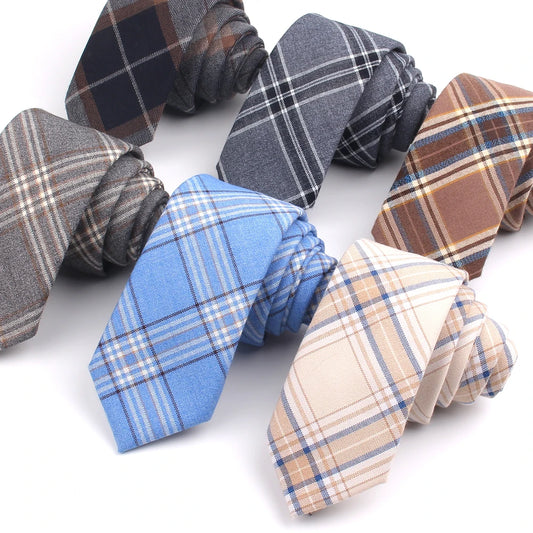 Fashionable Cotton Neckties for Men: Casual Plaid Tie for Suits, Slim Necktie Perfect for Weddings and Parties