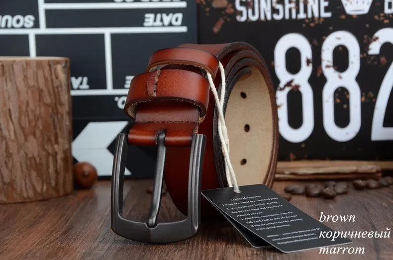 Vintage Style Genuine Cow Leather Belt for Men