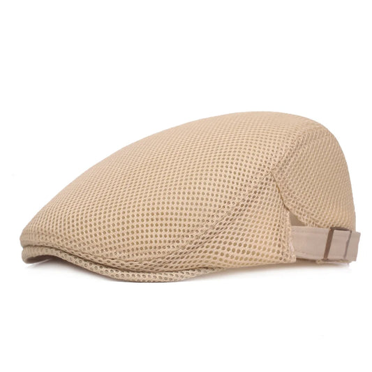 New Fashion Summer Men's Newsboy Hat: Breathable Mesh Outdoor Sun Hat with Adjustable Size, Flat Cap, Ideal Gift