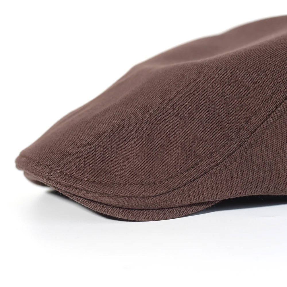 Men's Casual Cotton Adjustable Newsboy Cap: Soft Solid Color Flat Cap