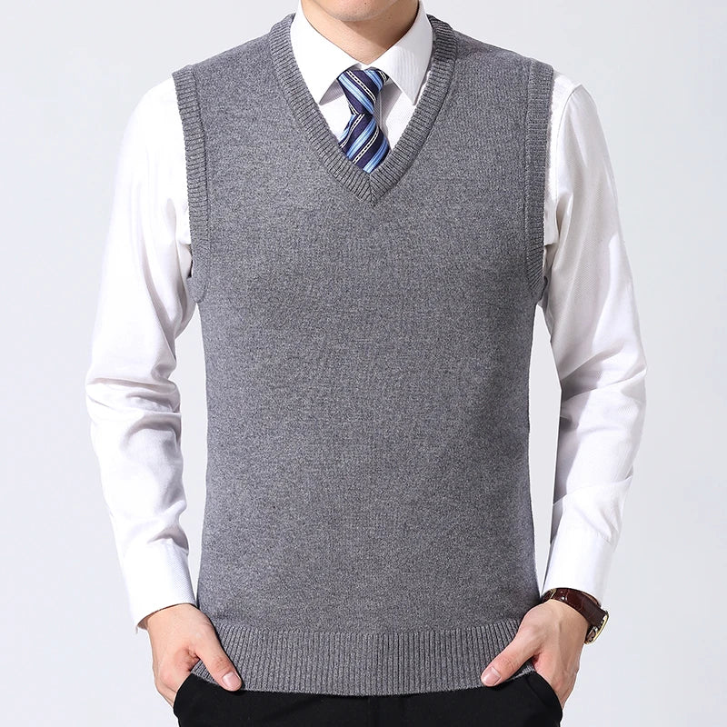 Navy V Neck Slim Fit Vest