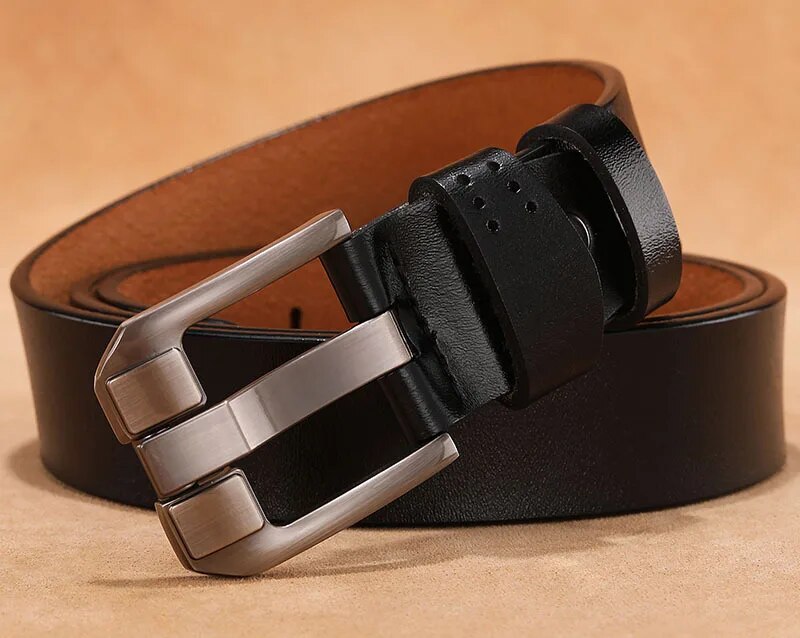 Genuine Leather Pin Buckle Belt for Men - Classic Cowskin