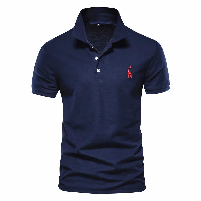 Giraffe Embroidery Navy Polo Shirt