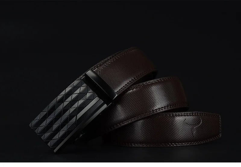 Upgrade your style with our Men's Genuine Cow Leather Automatic Buckle Belt