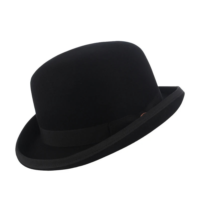 Men's 100% Wool Felt Derby Bowler Hat: Satin Lined, Ideal for Fashion Parties and Formal Fedora Style