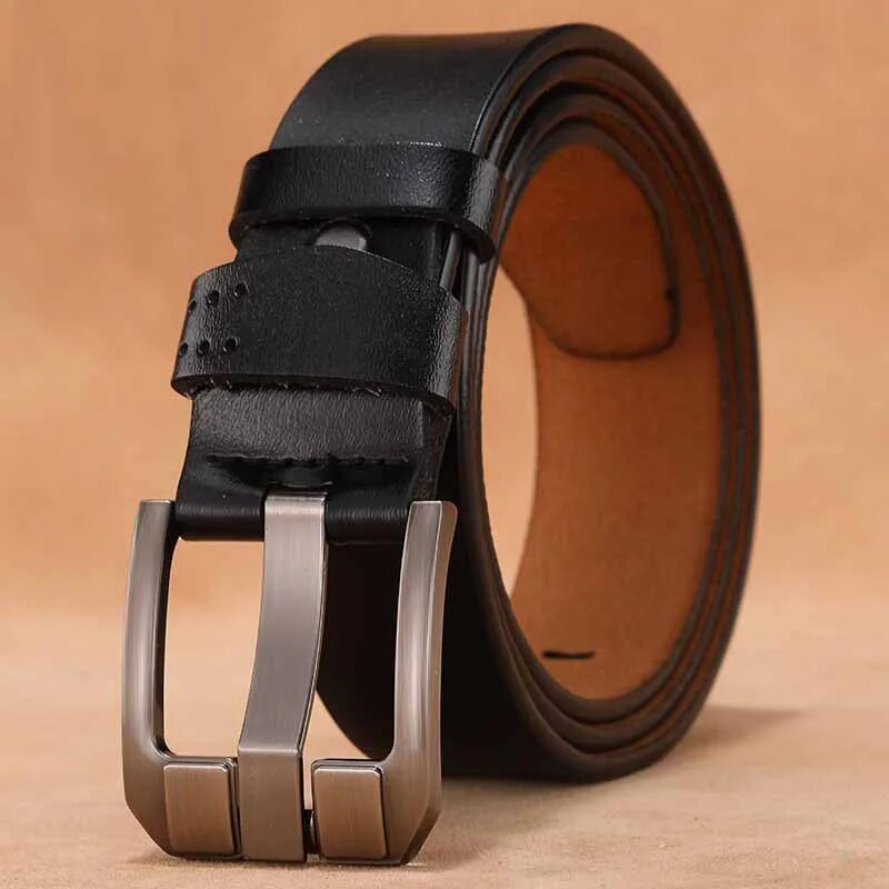 Genuine Leather Pin Buckle Belt for Men - Classic Cowskin