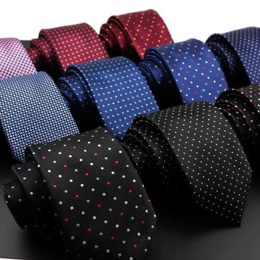 Men's 7cm Skinny Necktie: Luxury Polyester Material for Weddings, Parties, Designer Necktie with Polka Dot and Houndstooth Pattern