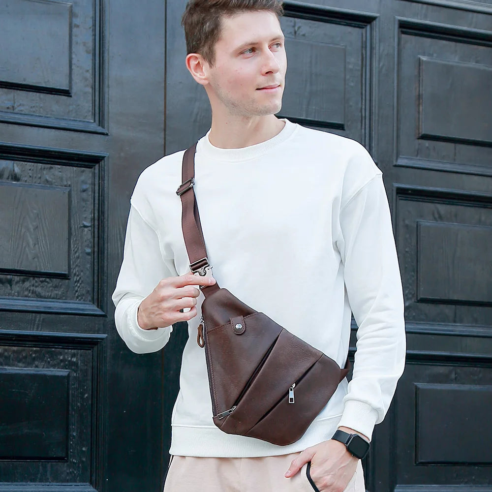 High-Quality Genuine Leather Men's Messenger Bag: Casual Crossbody Fashion Handbag,