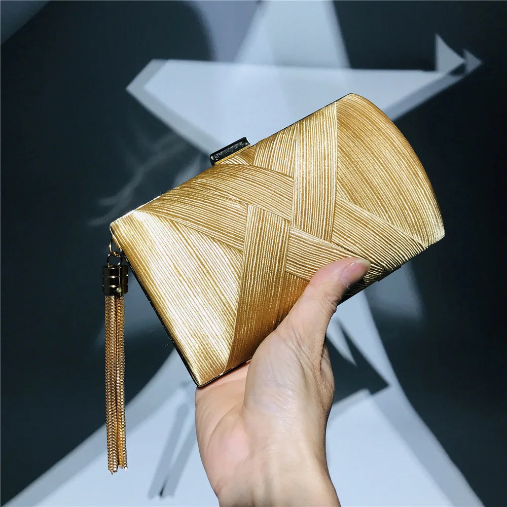 Stylish Evening Clutch with Golden Tassel for Women