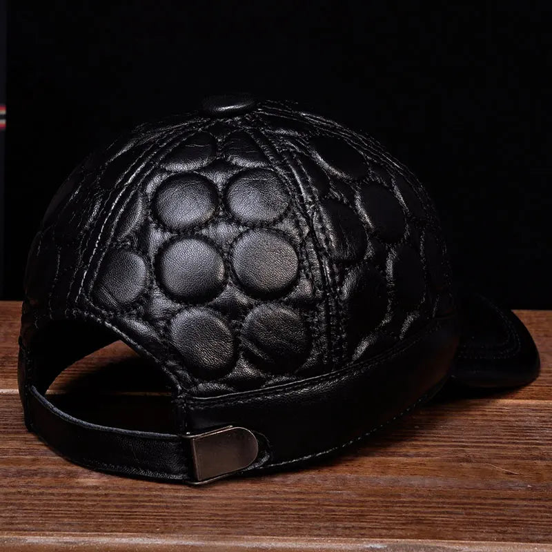 Elevate Your Winter Style with Genuine Leather: New Men's Baseball Cap for Warmth and Fashion