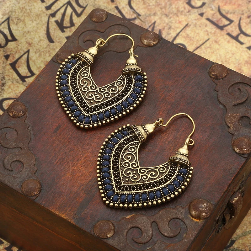 Vintage Heart-Shaped Bohemian Earrings: Stylish Handmade Women's Jewelry