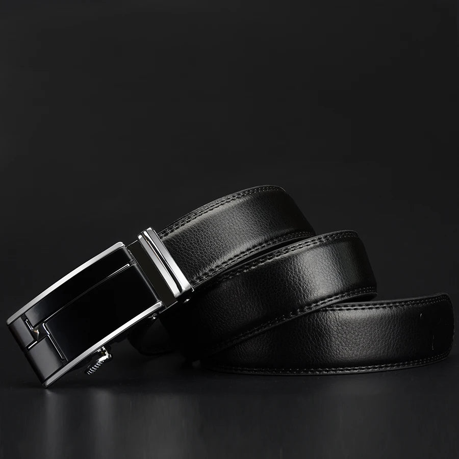 Upgrade your style with our Men's Genuine Cow Leather Belts featuring an Automatic Buckle