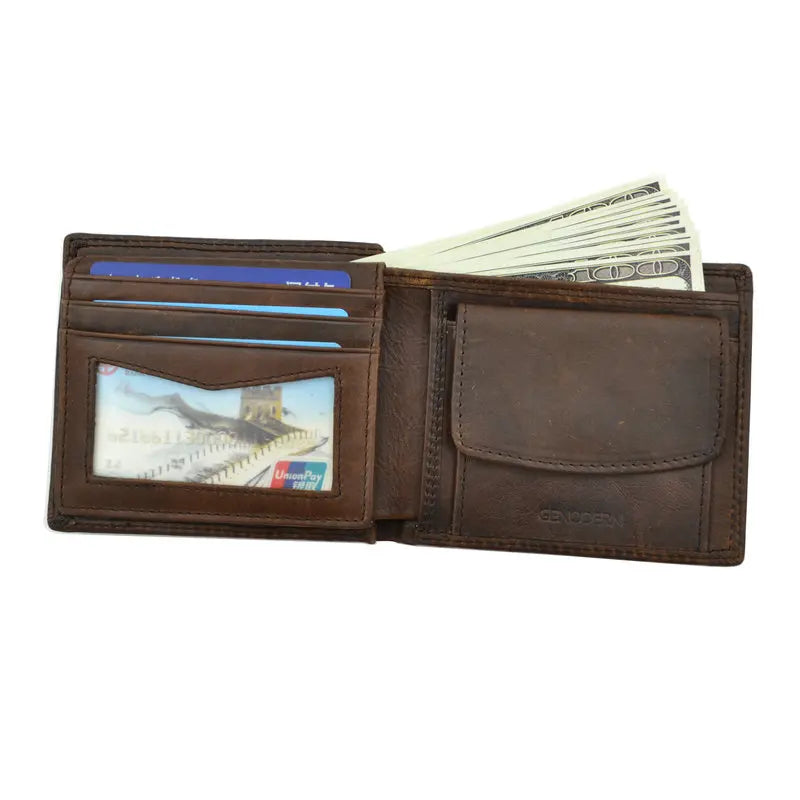 RFID Blocking Genuine Leather Men's Wallet with Card Holders