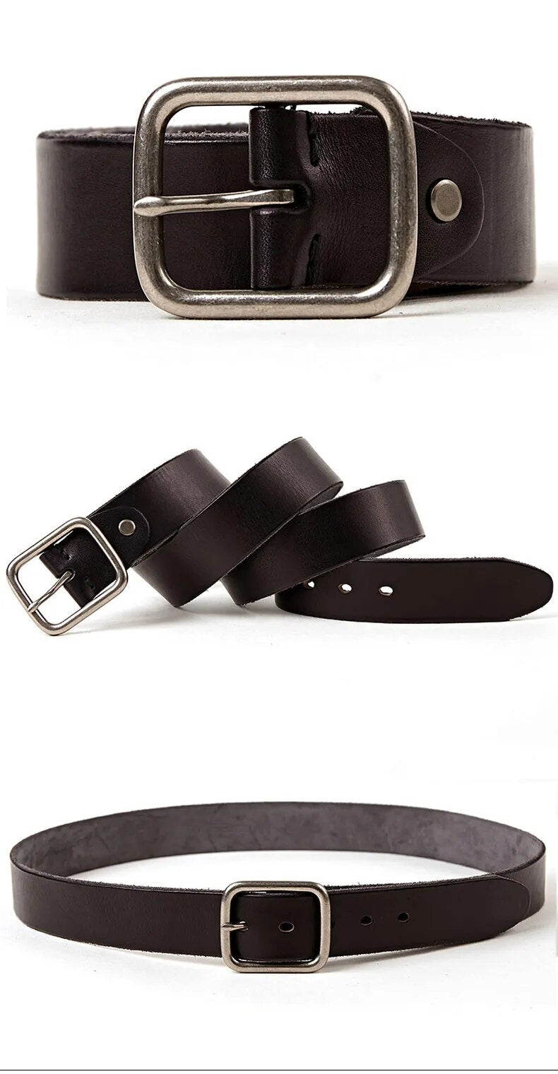 Premium Cowhide Men's Genuine Leather Belt with Alloy Buckle