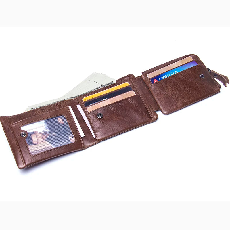 Embrace Timeless Style with Our Vintage Trifold Genuine Leather Men's Wallet