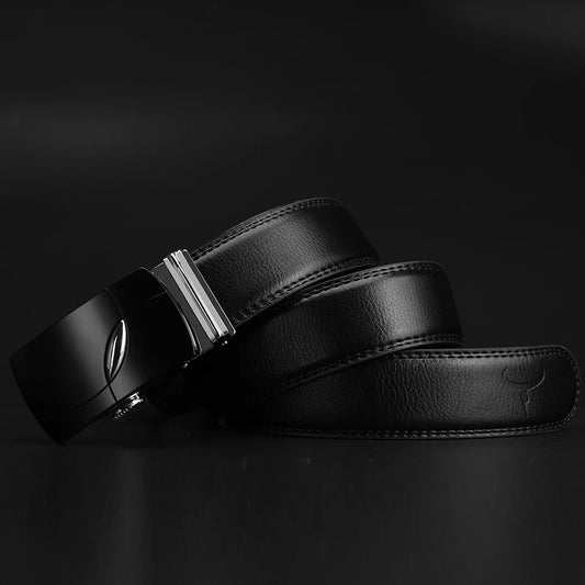 Men's Genuine Cow Leather Belts with Automatic Alloy Buckle