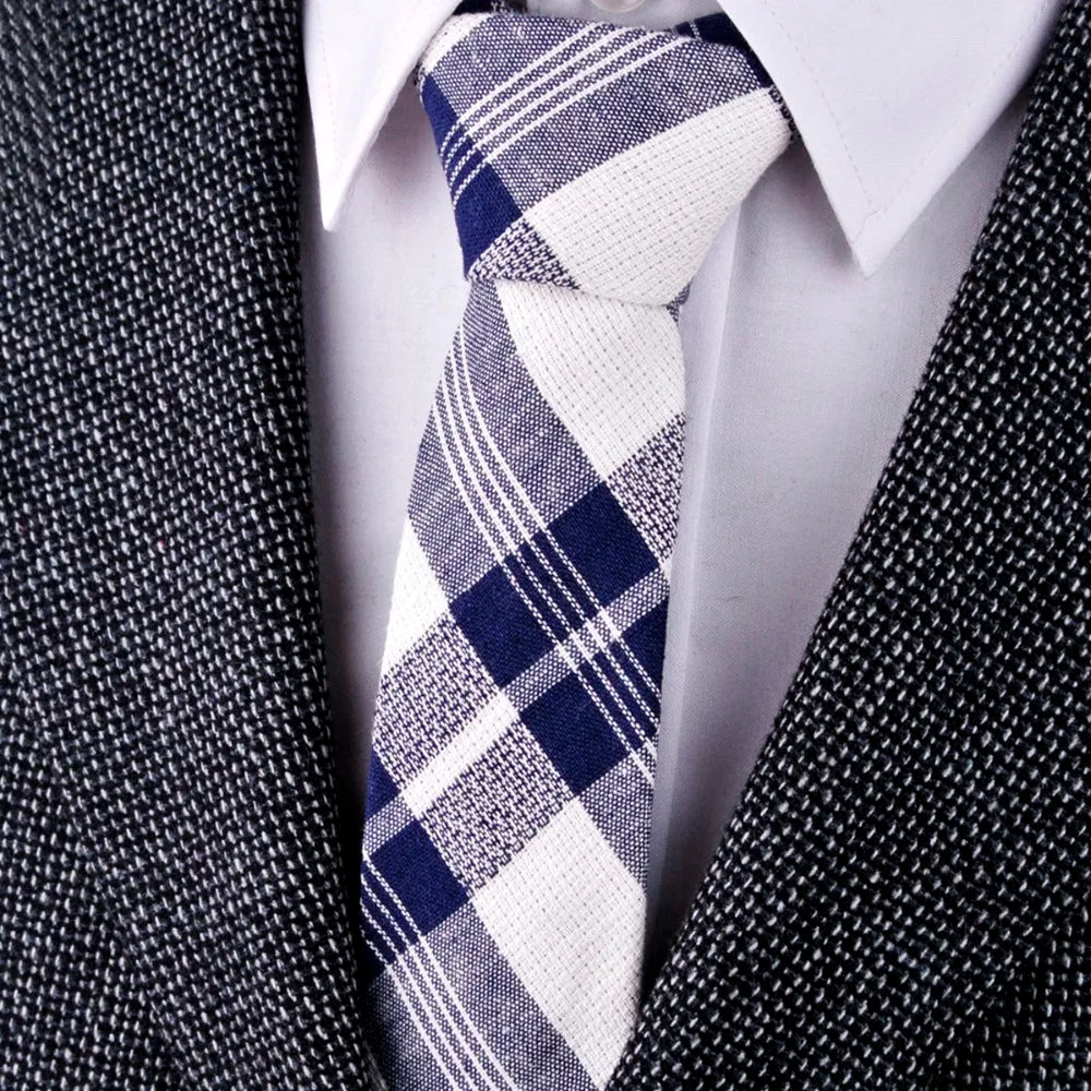 Slim Neckties 6-6.5 CM: Handmade Skinny Tie Featuring Checked, Plaid, and Scottish Tartan Designs in Cotton