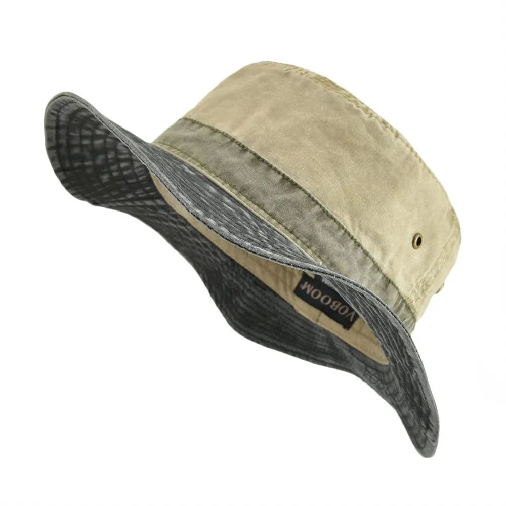 Men's Summer Outdoor Fishing Wide Brim Bucket Hat: Sun Protection Cap for Hunting, crafted in Cotton