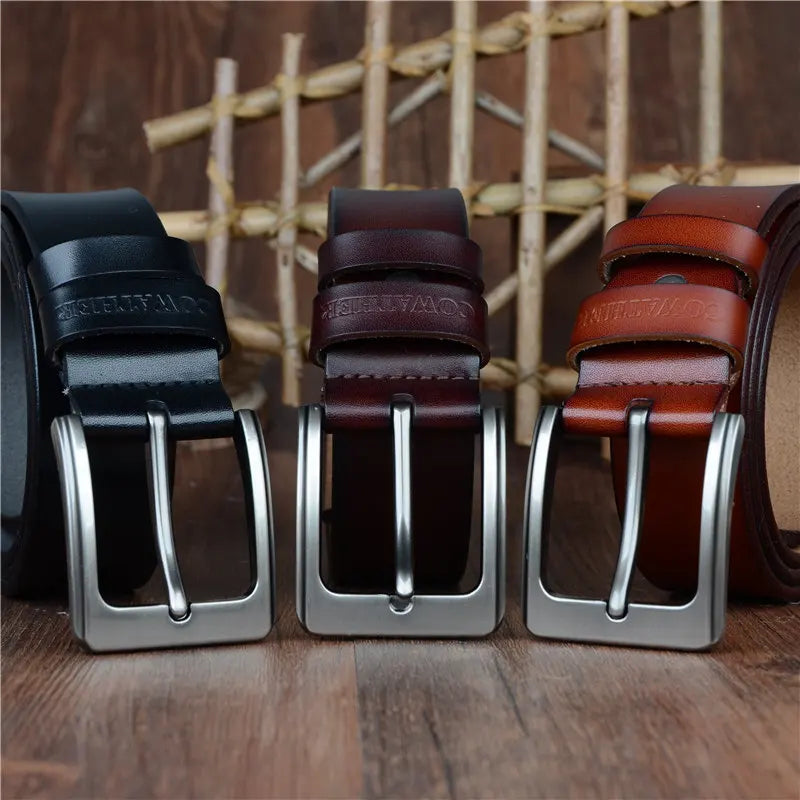 Men's Genuine Leather Designer Belt - High-Quality Fashion Accessory with a Vintage Flair