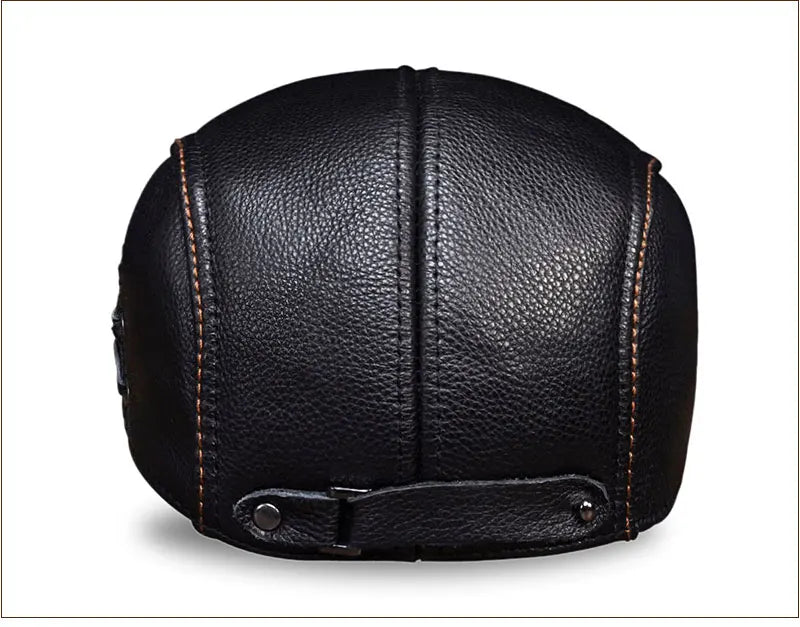 Latest Style Men's Genuine Cow Leather Newsboy Caps with Flap