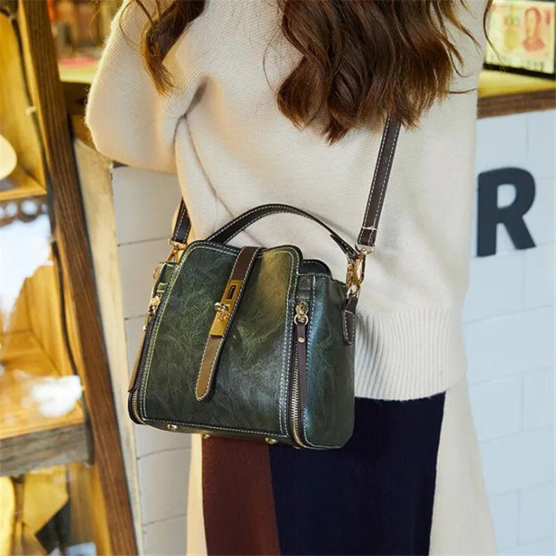 Designer PU Leather Handbags for Women: Vintage Top Handle Single Shoulder Bag