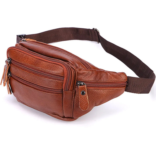Men's Fashionable Genuine Leather Travel Waist Messenger Bag