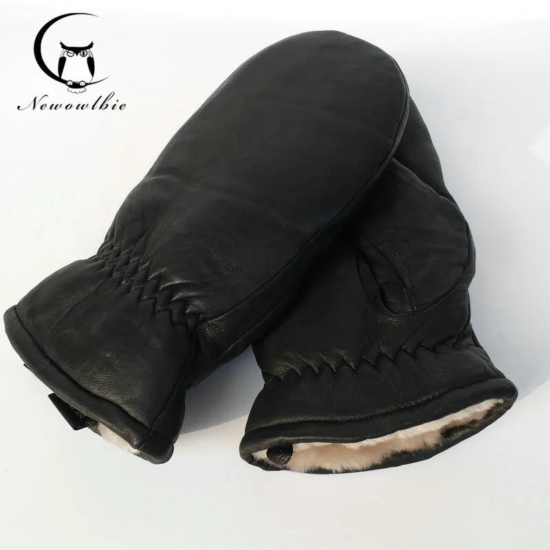 Embrace the cold season with style and functionality with our Men's Genuine Leather Sheepskin Mittens.