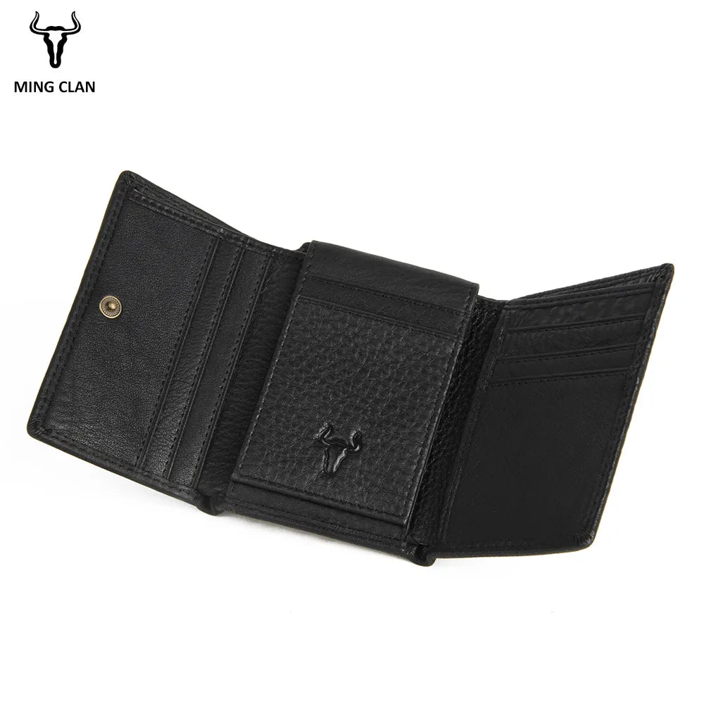 Slim RFID Men's Trifold Designer Wallet: Genuine Leather with Small Front Pocket and Credit Card Holder