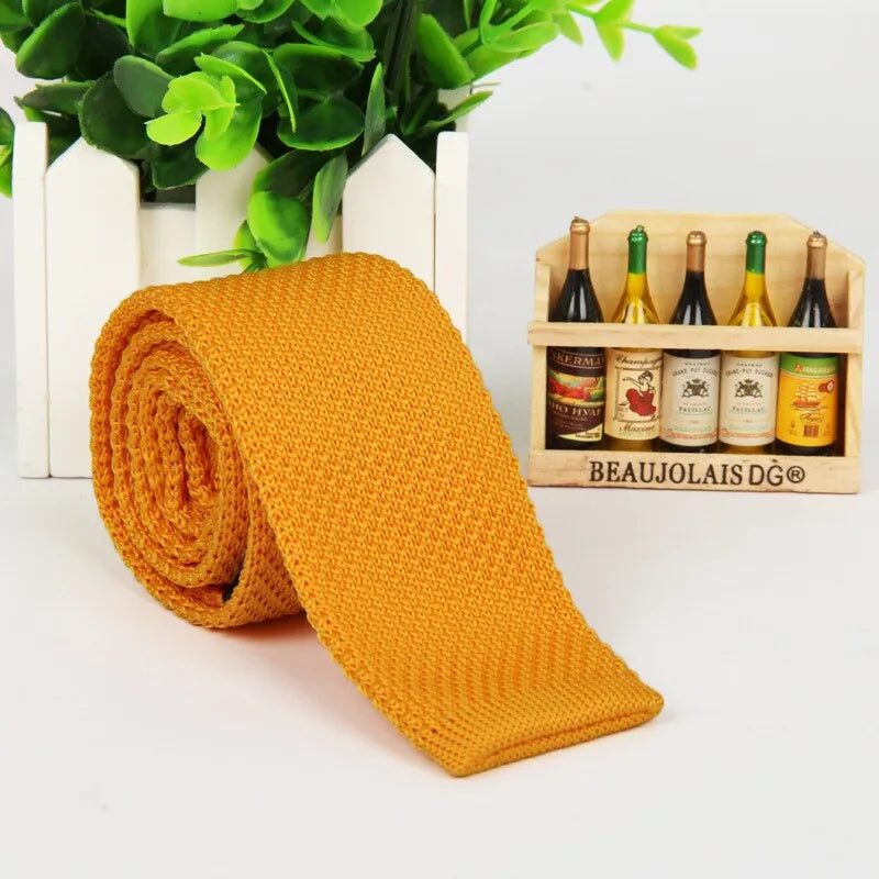 Men's Fashionable 5.5cm Skinny Knitted Necktie: Narrow, Slim, Solid Color and Striped Wool Ties