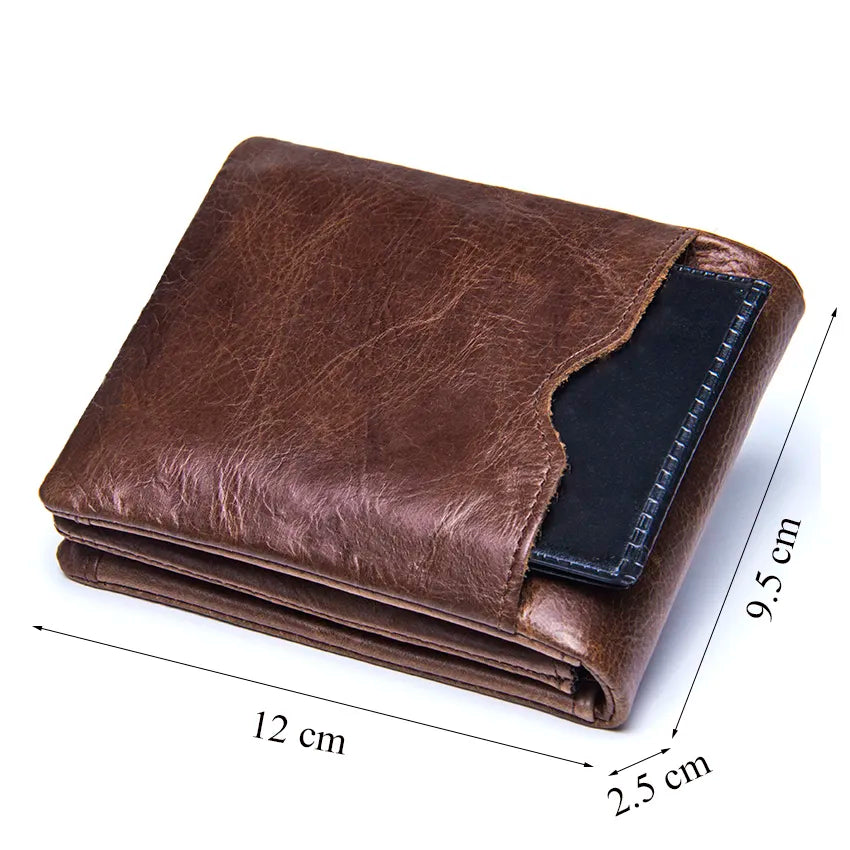 Embrace Timeless Style with Our Vintage Trifold Genuine Leather Men's Wallet