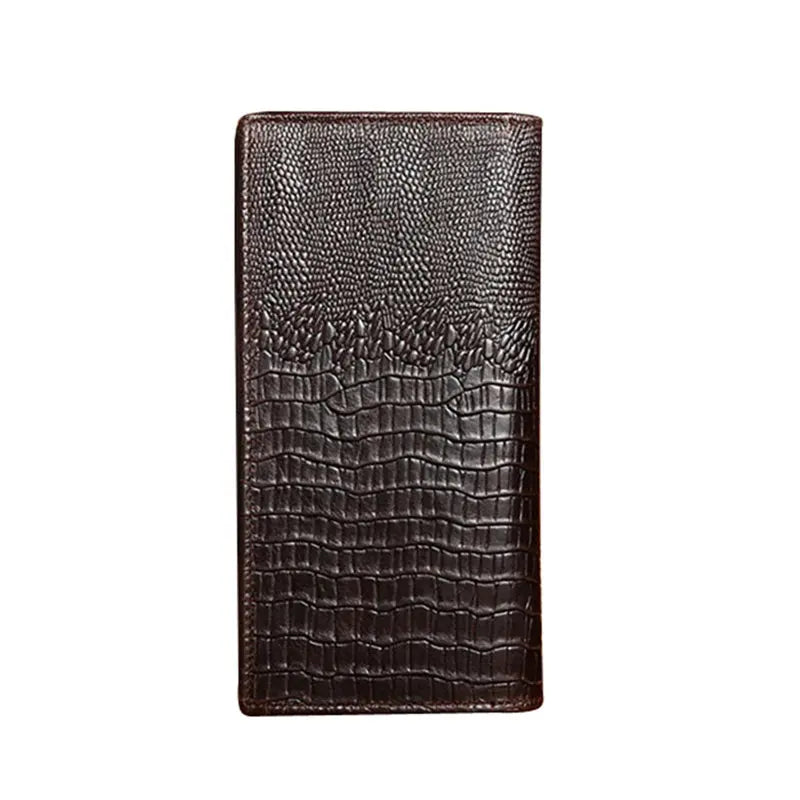 Luxury Choice: Alligator Design Genuine Cow Leather Long Wallets for Men