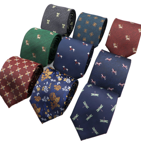 Fashionably Casual Tie: 8cm Necktie for Men's Wedding, Gift, Clothing, and Accessories, Featuring Animal, Flower, and Geometric Patterns