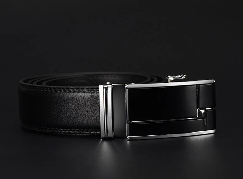 Upgrade your style with our Men's Genuine Cow Leather Belts featuring an Automatic Buckle