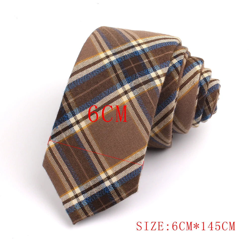 Fashionable Cotton Neckties for Men: Casual Plaid Tie for Suits, Slim Necktie Perfect for Weddings and Parties