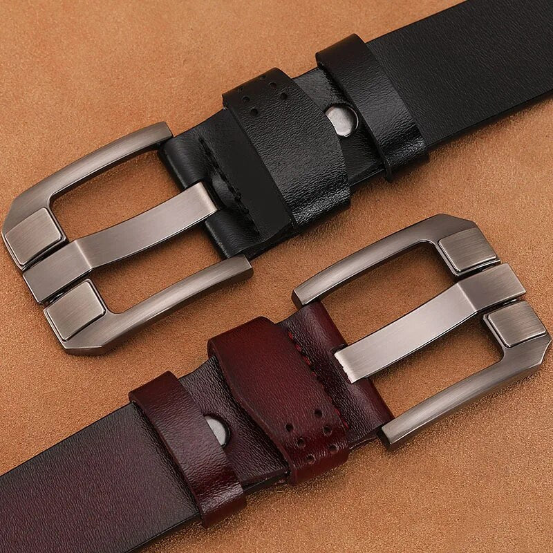 Genuine Leather Pin Buckle Belt for Men - Classic Cowskin