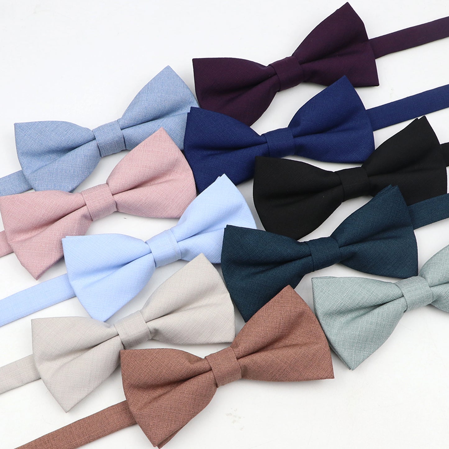 Soft Polyester Solid Bowtie Set in 15 Colors: Father-Son Matching Butterfly Bow Ties for Casual Wear, Weddings, and Special Occasions