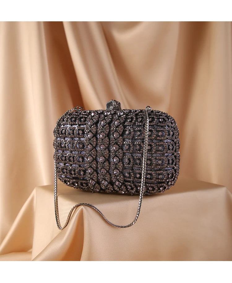 Premium Designer Women's Diamond Evening Clutches, Party Purse with Shoulder Chain