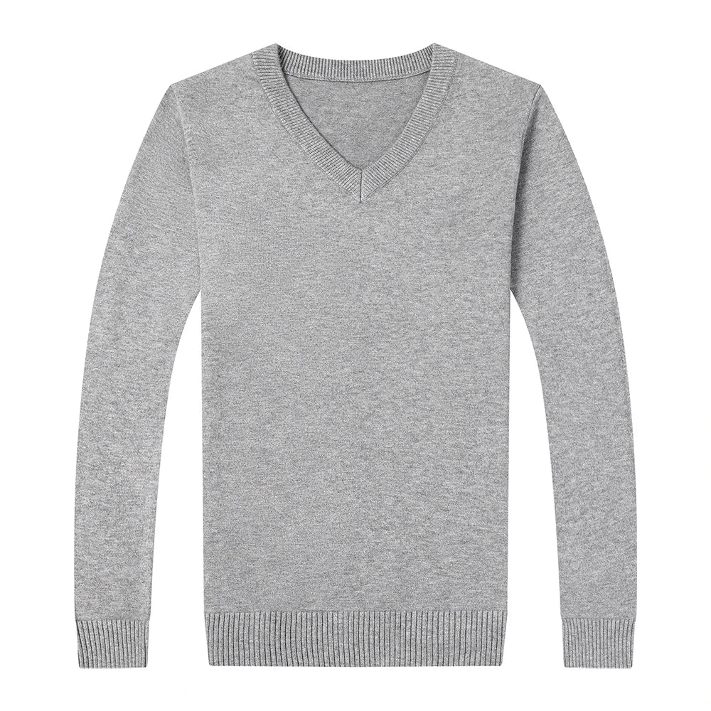White Pullover V Neck Sweater