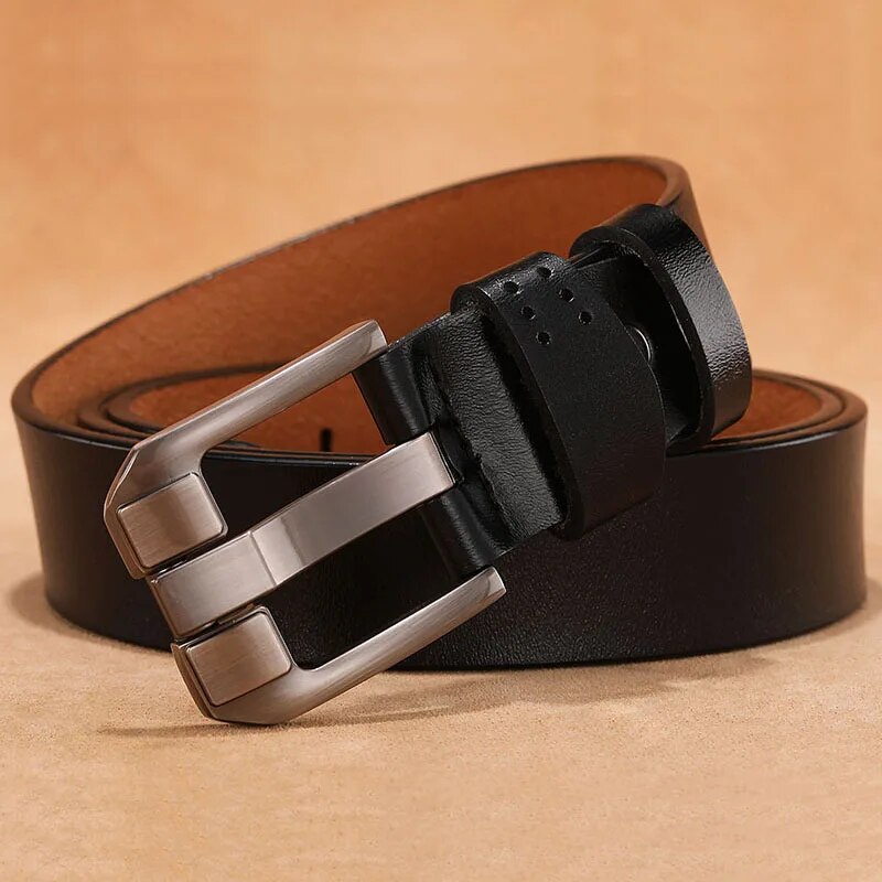 Genuine Leather Pin Buckle Belt for Men - Classic Cowskin