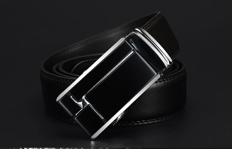 Upgrade your style with our Men's Genuine Cow Leather Belts featuring an Automatic Buckle