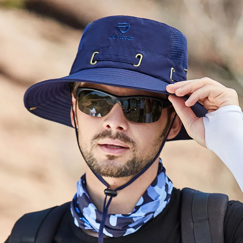 Men's Fisherman Bucket Hat with Mesh Holes: Breathable Outdoor Hat for Fishing, Mountaineering, and Casual Summer Style