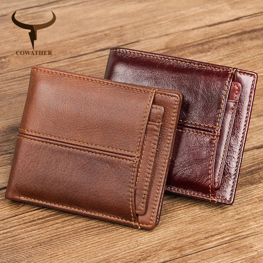 Top-Quality Genuine Cow Leather Wallet for Men - Fashionable Cowhide Card Holder