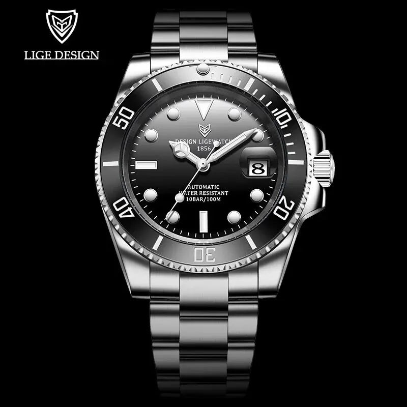 LIGE Luxury Automatic Stainless Steel Watch