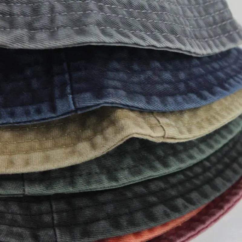 Men's Vintage Washed Denim Solid Color Bucket Hat: Spring/Summer Fisherman Cap for a Retro Style Appeal