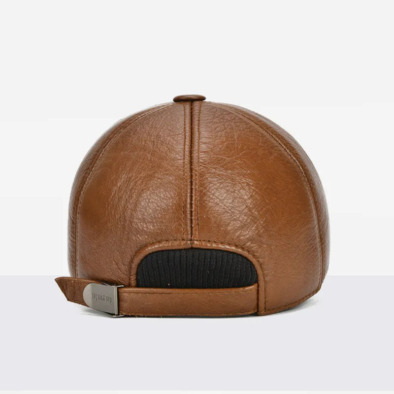 Adjustable Comfort: Men's Genuine Cowhide Leather Baseball Cap for Stylish Functionality