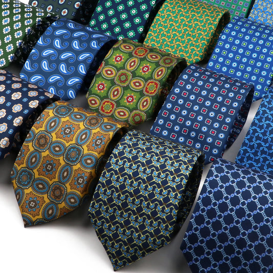 Fashionable High-Quality Soft Silk Ties: 51 Colors and Designs, 7.5cm Geometric Pattern Necktie for Men, Ideal for Wedding and Business Meeting Suits