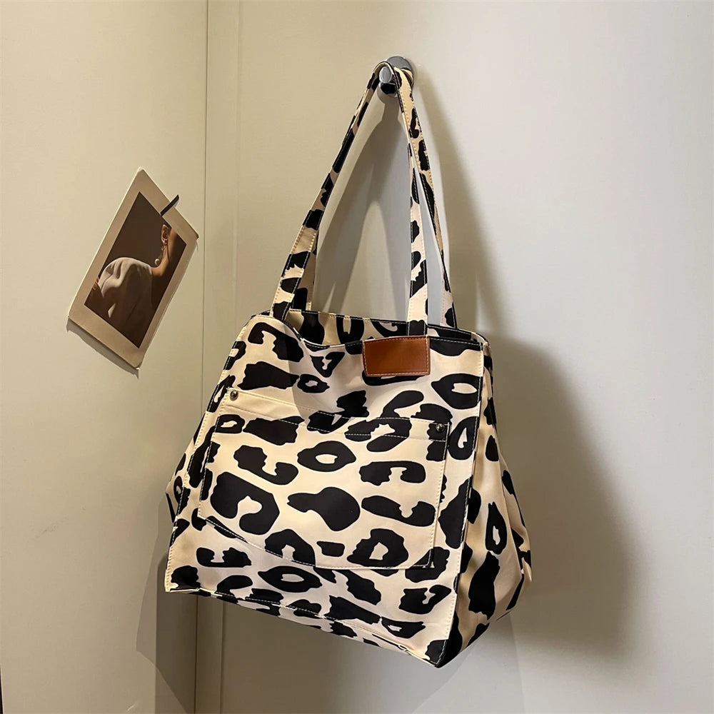 Oversized Leopard Print Shoulder Handbags for Women